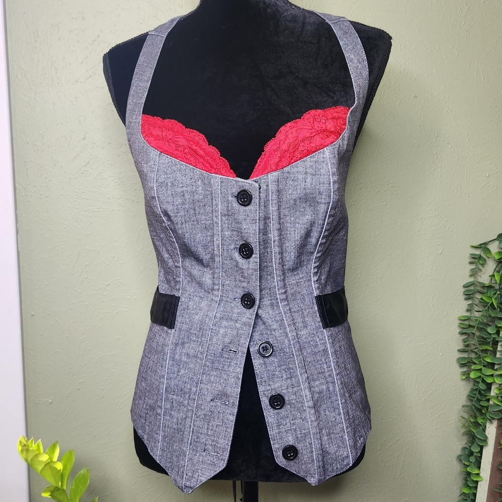 Vintage Frederick’s of Hollywood Corset Vest Y2K Pin-Up Office Siren (Size M)